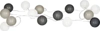15er Lichterkette Ø4cm LED Kugeln Girlande Lampions Baumwolle Grau Deko