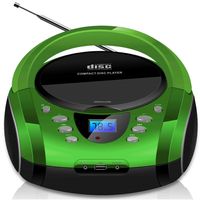 Cyberlux Tragbarer CD-Player | USB | FM-Radio | 20 Speicherplätze | AUX IN | Kopfhöreranschluss | Kinder Radio | CD-Radio | Boombox | grün