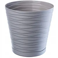 KADAX Blumentopf mit Untersetzer "Greve", Blumenkübel, Pflanztopf aus Kunststoff, Übertopf, rund, 30 cm, Grau