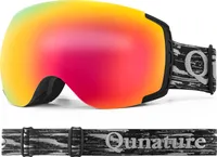 Qunature Skibrille Schneebrille UV-Schutz Dual Lens Anti-fog Snowboardbrille Schwarz