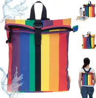 Rucksack Damen New Rebels Tim Fashion small, medium Damenrucksack Handtaschenrucksack Handtasche Daypack Büro Freizeit Freizeitrucksack klein 511320 88 Rainbow Regenbogen  + Bagboom Schlüsseletui