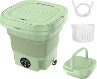 8L faltbare Waschmaschine, Mini-Waschmaschine, kleine Waschmaschine für Babykleidung, Unterwäsche oder kleine Gegenstände, Wohnung, Wohnheim, Camping, Wohnmobil-Reisewäsche, Grün