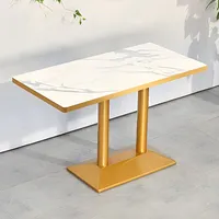 360Home Gastronomiemöbel Cafe Bar Restaurants Hotel Einrichtung  Quadratischer Tisch  Bistrotisch Weiß gold HMJT 120*60*75cm E