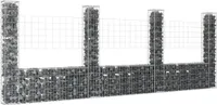 vidaXL Gabionový koš ve tvaru U se 4 sloupky Železo 380x20x150 cm