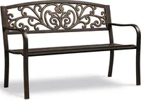 Yaheetech Gartenbank Parkbank Gartenmöbel mit Rückenlehne & Armlehne 3-Sitzer Metall Sitzbank Wetterfest bis 180 kg belastbar, Bronze