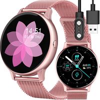 Chytré hodinky Chytré hodinky Bluetooth Fitness Sport Classic Touch 45mm náramek Chytré hodinky pro ženy Za dárek nerezová ocel Růžový Retoo
