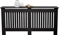ECD Germany Heizkörperverkleidung Landhausstil 152x19x82 cm, Schwarz, aus MDF lackiert für Schlafzimmer Wohnzimmer
