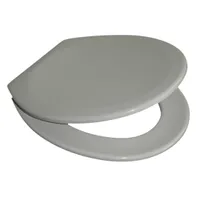 VCM WC Sitz Toilettendeckel Klodeckel Toilettensitz Klo Deckel Brille Klobrille Limone Verstellbare Edelstahlscharniere Grau