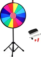 GOPLUS 24" Glücksrad höhenverstellbar 114-156cm,  Lotteriespiele beschriftbar, Preisrad Glückspiel 60cm für Urlaubsaktivitäten, Einzelhandel & Catering