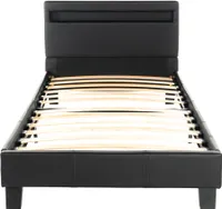 HOME DELUXE - LED Bett ASTRO - Schwarz, 90 x 200 cm - inkl. Lattenrost I Polsterbett Design Bett inkl. Beleuchtung