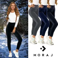 MORAJ Damen Leggings 1400-034 Samt lange Leggins Velours Sport Jogginghose - Schwarz - 2XL