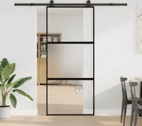 vidaXL Drzwi przesuwne z okuciem 90x205 cm szkło hartowane i aluminium