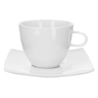 4tlg Set Santos Kaffeetassen Untertassen weißes Porzellangeschirr Gastro Tasse 