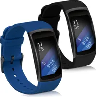 kwmobile 2x Sportarmband kompatibel mit Samsung Gear Fit2 / Gear Fit 2 Pro Armband - Fitnesstracker Band Set aus TPU Silikon