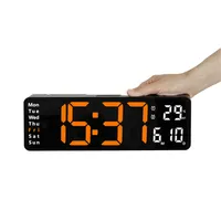 Wanduhr Digital, 13'' LED Uhr mit GroßEm Display, Digital Uhr mit Einstellbarer Helligkeit,Fernbedienung, LED Wanduhr mit Datum, Woche,Orangenlicht