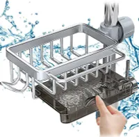 Küchenspüle Organizer Küchenorganizer Spülbecken Organizer mit Abtropfschale Küchenregal Spülbeckenregal Silber