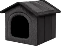 Hundehöhle Hundehütte Hundebett Hundebox - Graphit + Schwarz - R3: 46 x 52 x 53 cm - Indoor/Outdoor Katzenhütte Hundehaus Hundestrandkorb Hundekorb