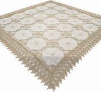 Spitzendecke / Beige / 85x85cm Mitteldecke / TW240014