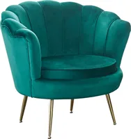 SalesFever Muschel-Sessel | Bezug Samt-Stoff | Gestell Metall goldfarben | B 78 x T 76 x H 78,5 cm | grün