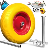 MASKO® PolyurethanSchubkarrenrad Vollgummi 200 kg pannensicher 4.80/4.00-8 Ø 390mm inkl. Achse Ersatzrad Gummirad Stahlfelge Reifen pannensicher für Schubkarre Gartenkarren pannensicheres PolyurethanRad
