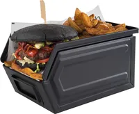 APS Snackbox Industrial - schwarze Metallbox mit Beschriftungsfach, B x T x H: 15,5 x 23,5 x 13 cm, Fast Food Box, spülmaschinenfest, stapelbar