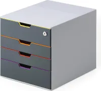 DURABLE Pojemnik z szufladami VARICOLOR® 4 SAFE zamykana na klucz, Wielokolorowy, 760627