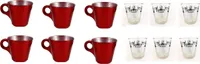 Espressotassen Tassen Becher rot + 6 Wassergläser
