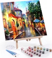 Malen nach Zahlen "Altstadt" 40x50cm mit Rahmen und Staffelei - Paint by Numbers für Erwachsene & Kinder