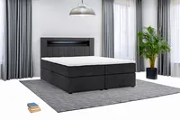 Boxspringbett KUBA mit Bettkasten Visco Topper LED 180 x 200 cm Webstoff Inari SCHWARZ Bett Bettkasten Topper