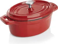 Cocotte rot Gusseisen 12,5 x 9,5 x 6,5 cm mit Deckel emailliert