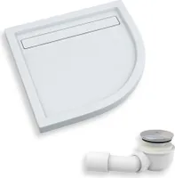 BADLAND Duschwanne Viertelkreis Camparo 90x90x6,5 cm mit Ablaufgarnitur Gratis