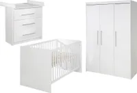 roba Zimmerset 'Maren', inkl. Kombi-Bett 70 x 140 cm, Wickelkommode breit & Schrank 3-türig Weiß