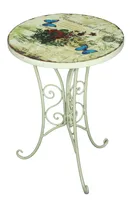 Bistrotisch, Blumen Design, Eisen, altweiß,