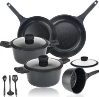 DIVORY Topfset Pfannenset Induktion - 14 teilig, Kochgeschirr Set mit Deckel, Töpfe und Pfannen beschichtet mit abnehmbarem Griff inkl. Küchenhelfer