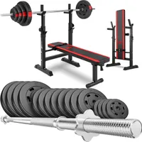 Hop-Sport Hantelbank Kraftstation HS-1080 mit 99 KG Hantelset Langhantel  Gewichte 4x 10 kg, 8x 5 kg, 4x 2,5 kg