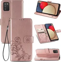 König Design Hülle kompatibel mit Samsung Galaxy A02s Kunstleder Handyhülle - Handy Case Rosa