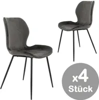 Esszimmerstuhl 4er-Set Samt Anthrazit / Schwarz