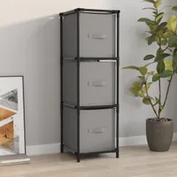 vidaXL Szafka do przechowywania z 3 szufladami z tkaniny Szara 34x34x101 cm Stalowa