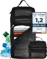 TRAVEL DUDE Hängeorganizer mit Kompression aus recycelten Plastikflaschen | Tragbare Reiseregale für Rucksack und Koffer | Hanging Packing Cube