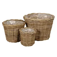 3tlg. Pflanzkorb BASKET grau braun Rattankorb Kooboo Farmhouse Deko (3 Größen)