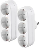 2X 3-Fach EU Steckdosenadapter,3-fach Rund Mehrfachstecker Mehrfachsteckdose Verteiler Steckdosen