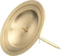 4 Adventskranzteller für Ø bis 5 cm Kerzen, Außen Ø 7 cm Gold matt, abschraubbarer Dorn