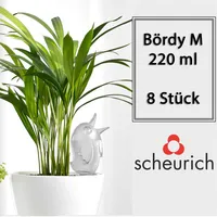 Scheurich Wasserspender Bördy M | 8 x Klar | 220ml Füllmenge | Bewässerungskugeln klein mit Ton Fuß | Wasserspender Pflanzen und Blumen Terrakotta Stiel