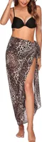 ASKSA Damen Chiffon Bikini Vertuschung Durchsichtiger langer Badebekleidungs Vertuschungsrock, Leopardenmuster