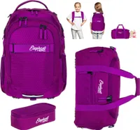Schulrucksack 3 Teile Set Elephant Hero Signature Rucksack Schulmappe Mädchen Schulrucksackset Held Premium Schultasche Sporttasche Mäppchen Box 12993 Wild Berry (Violett Lila) rsm