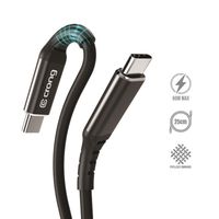 Crong Armor Link – USB-C auf USB-C 60 W 3 A geflochtenes Kabel, Schnellladung, 25 cm (schwarz)