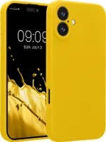 kwmobile Handyhülle kompatibel mit Apple iPhone 16 Plus Hülle - gummierte Handy Case aus Silikon in Strahlend Gelb