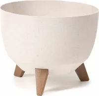 Siena Garden ECO Pflanzgefäß Oslo beige 29 cm Kunststoff/Holzfasern auf Füßen mit Einsatz