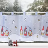 heimtexland ® Scheibengardine Weihnachten Deko Gardine 45x120 Wichtel Sterne Fensterdekoration Typ651