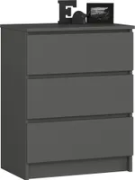 Kommode AKORD K60 Graphitgrau 60 cm 3 Schubladen B60 x H77 x T40 cm